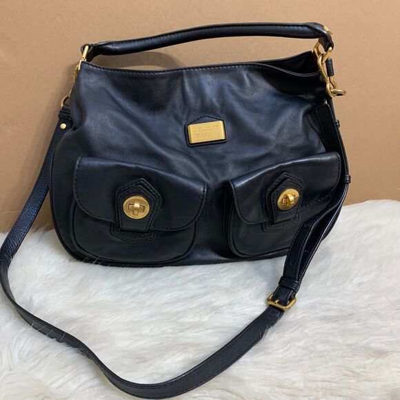 MARC JACOBS Vintage Black Leather Totally Turnlock Double Pocket Slouch Hobo - Picture 16 of 16